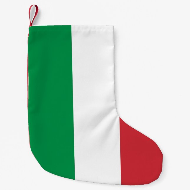 Calcetín Navideño Pequeño Navidades con bandera de Italia (Anverso)