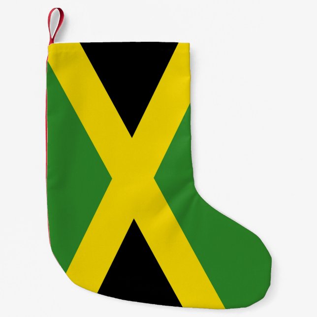 Calcetín Navideño Pequeño Navidades con bandera de Jamaica (Anverso)