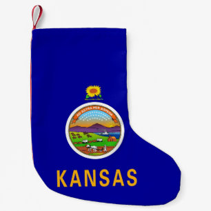 Calcetín Navideño Pequeño Navidades con bandera de Kansas, Estados Unidos
