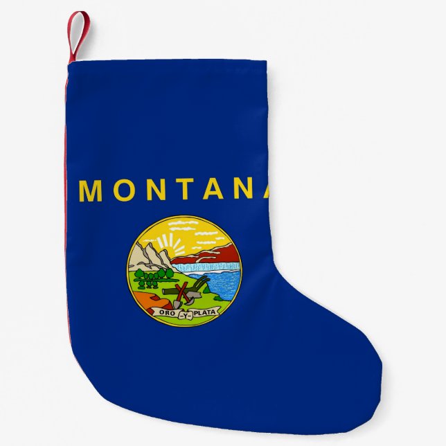 Calcetín Navideño Pequeño Navidades con bandera de Montana (Anverso)