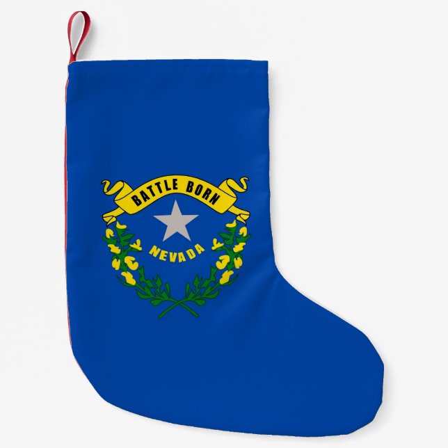 Calcetín Navideño Pequeño Navidades con bandera de Nevada (Anverso)