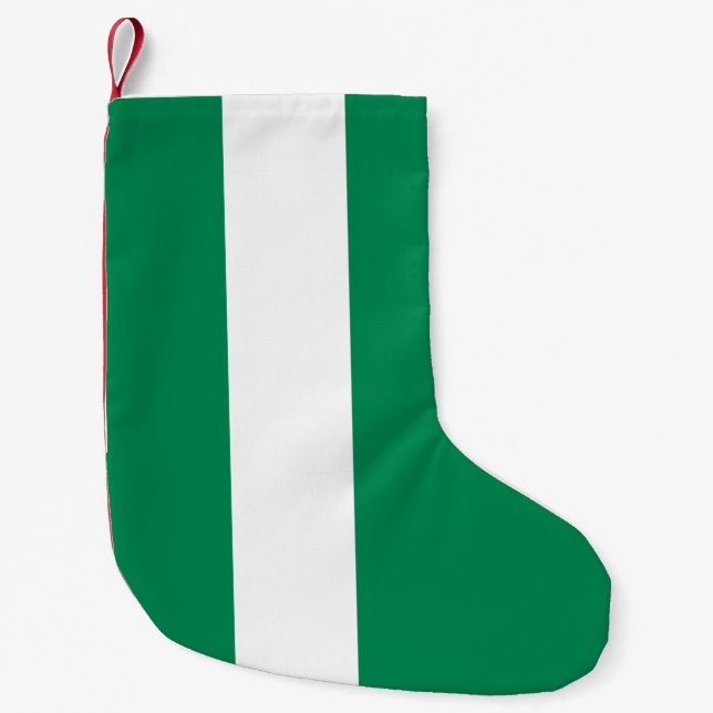 Calcetín Navideño Pequeño Navidades con bandera de Nigeria (Anverso)
