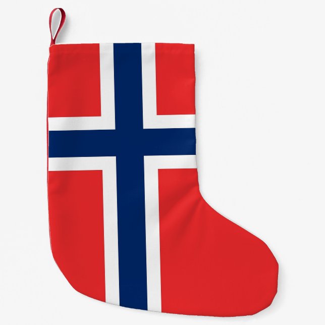 Calcetín Navideño Pequeño Navidades con bandera de Noruega (Anverso)