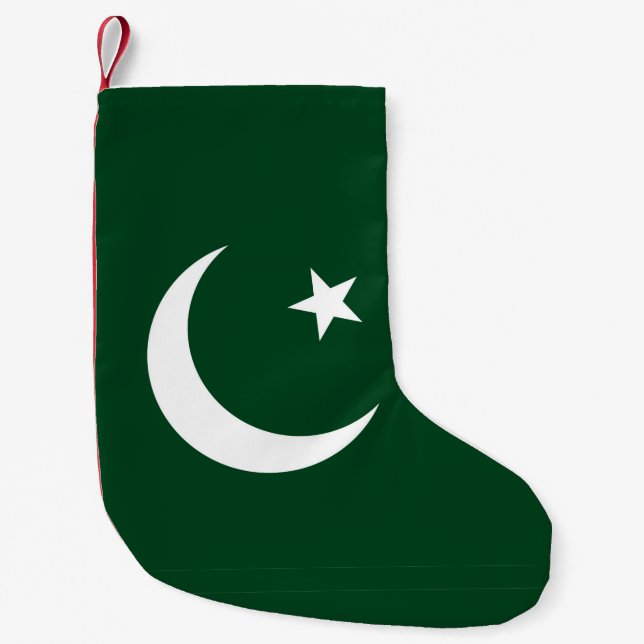 Calcetín Navideño Pequeño Navidades con bandera de Pakistán (Anverso)