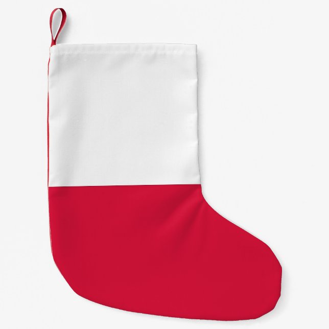 Calcetín Navideño Pequeño Navidades con bandera de Polonia (Anverso)