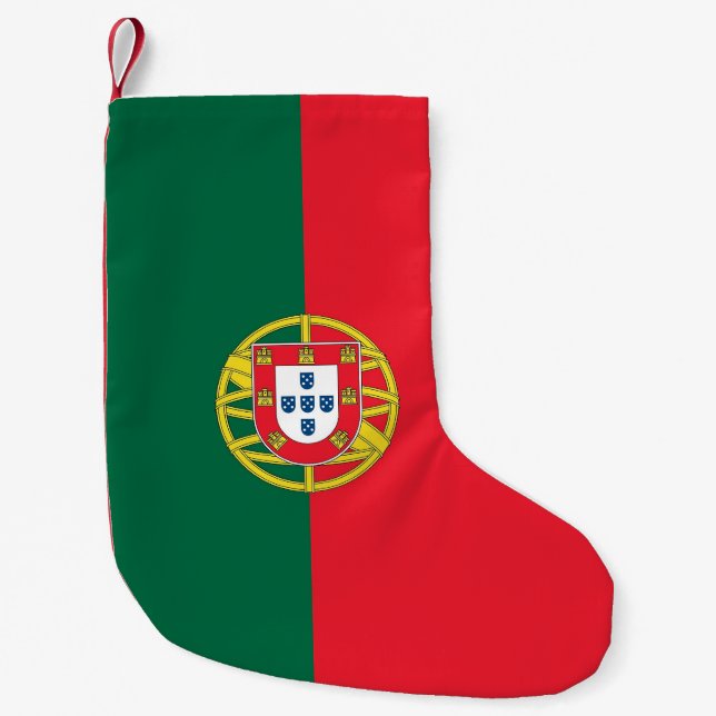 Calcetín Navideño Pequeño Navidades con bandera de Portugal (Anverso)