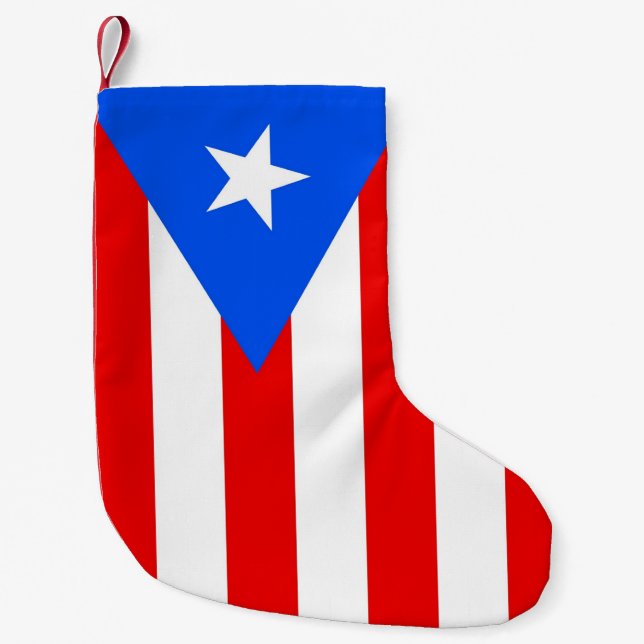 Calcetín Navideño Pequeño Navidades con bandera de Puerto Rico (Anverso)