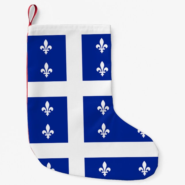 Calcetín Navideño Pequeño Navidades con bandera de Quebec (Anverso)