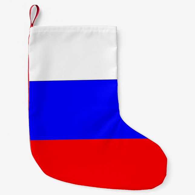 Calcetín Navideño Pequeño Navidades con bandera de Rusia (Anverso)