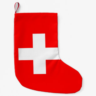 Calcetín Navideño Pequeño Navidades con bandera de Suiza