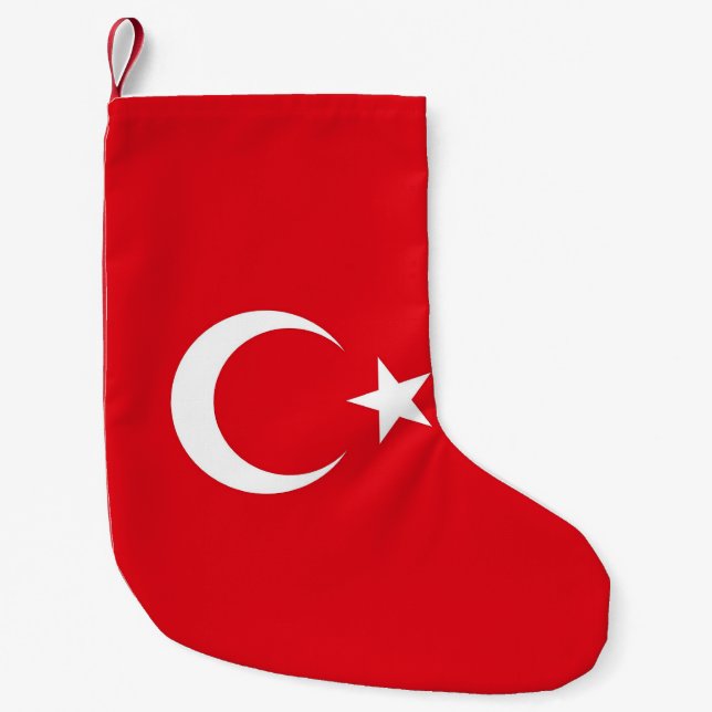 Calcetín Navideño Pequeño Navidades con bandera de Turquía (Anverso)