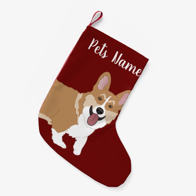 Calcetín Navideño Pequeño Navidades Corgi (Frente (Colgado))