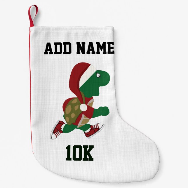 Calcetín Navideño Pequeño Navidades corriendo tortuga 10K (Anverso)
