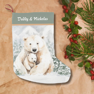 Calcetín Navideño Pequeño Navidades cortan a papi y oso polar infantil