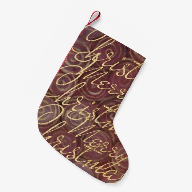 Calcetín Navideño Pequeño Navidades Crimson y Gold (Frente (Colgado))