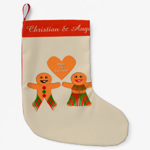 Calcetín Navideño Pequeño Navidades Cuidados Gingerbread Pareja Personalizad