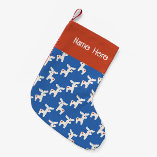 Calcetín Navideño Pequeño Navidades Dala Caballo Mínimo Retro Negrita Azul