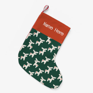 Calcetín Navideño Pequeño Navidades Dala Caballo Mínimo Retro Negrita Verde