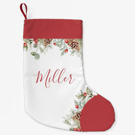 Calcetín Navideño Pequeño Navidades de acuarela rústica