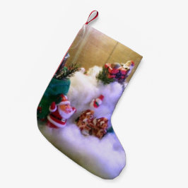 Calcetín Navideño Pequeño Navidades de aldea de nieve haciendo olas