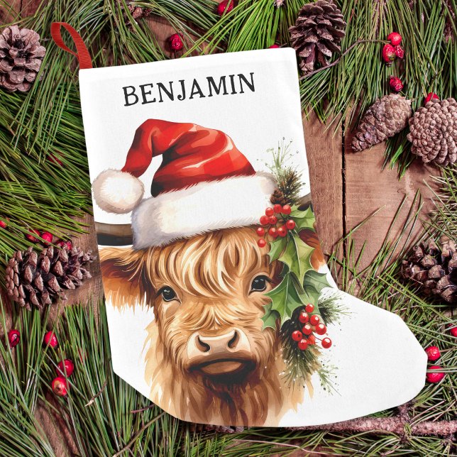 Calcetín Navideño Pequeño Navidades de animales de la granja Highland Cow (Subido por el creador)