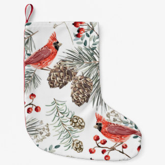 Calcetín Navideño Pequeño Navidades de aves cardinales Patrón de cosecha