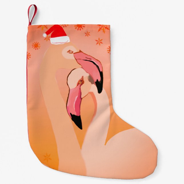 Calcetín Navideño Pequeño Navidades de Aves Flamingo (Anverso)