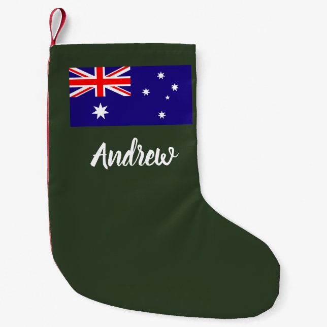 Calcetín Navideño Pequeño Navidades de bandera australianos personalizados (Anverso)