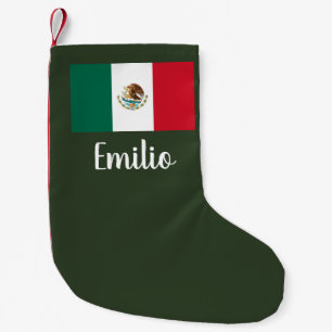 Calcetín Navideño Pequeño Navidades de bandera mexicanos personalizados en e