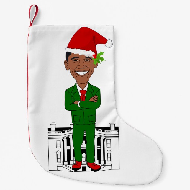Calcetín Navideño Pequeño navidades de barack obama santa claus (Anverso)