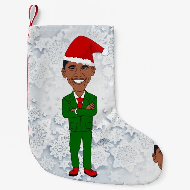 Calcetín Navideño Pequeño navidades de barack obama santas (Anverso)