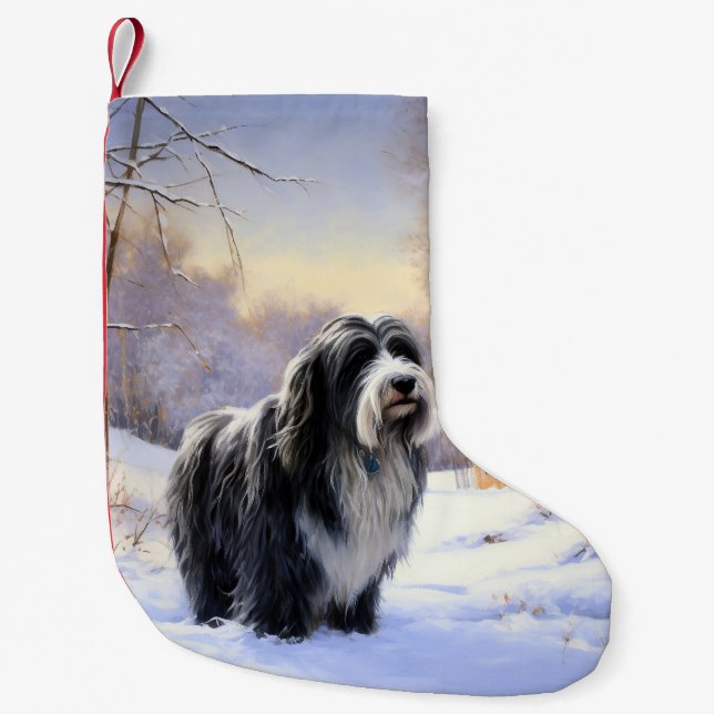 Calcetín Navideño Pequeño Navidades De Beart Collie Let It Snow (Anverso)