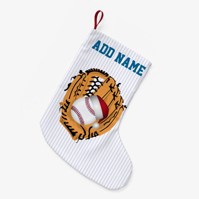 Calcetín Navideño Pequeño Navidades de Béisbol Mitt y Ball (Frente (Colgado))