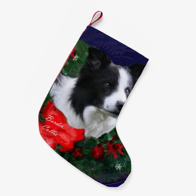 Calcetín Navideño Pequeño Navidades de Border Collie (Frente (Colgado))
