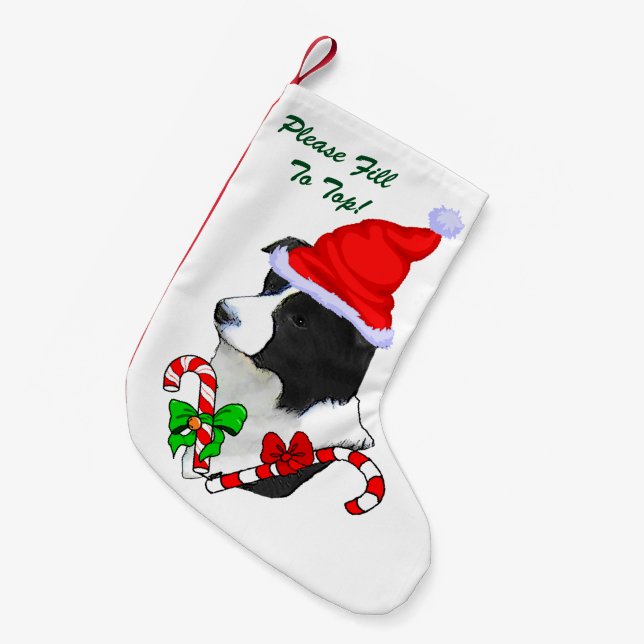 Calcetín Navideño Pequeño Navidades de Border Collie (Frente (Colgado))