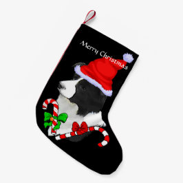 Calcetín Navideño Pequeño Navidades de Border Collie Santa Hat