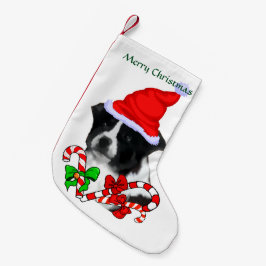 Calcetín Navideño Pequeño Navidades de Border Collie Santa Hat