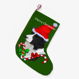 Calcetín Navideño Pequeño Navidades de Border Collie Santa Hat