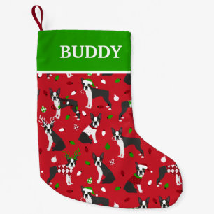 Calcetín Navideño Pequeño Navidades de Boston Terrier pequeños Navidades rea