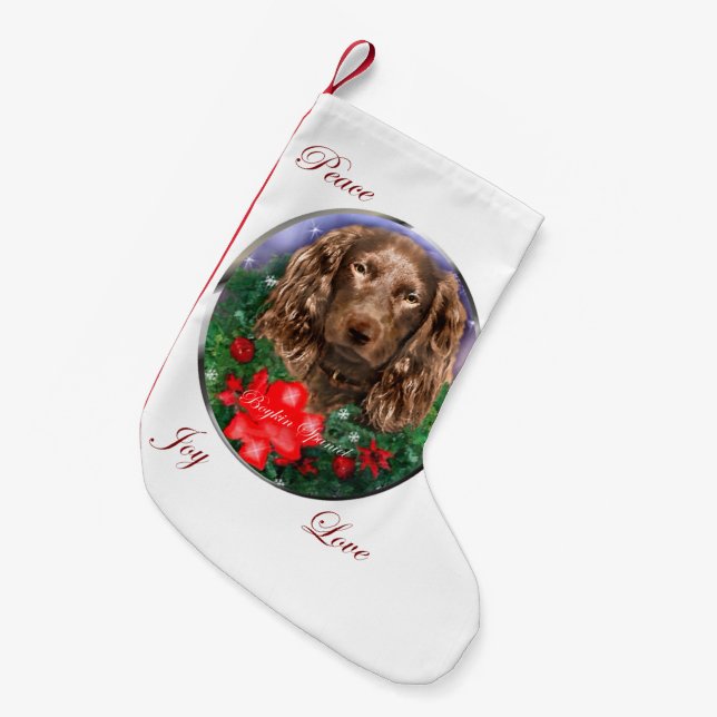 Calcetín Navideño Pequeño Navidades de Boykin Spaniel (Frente (Colgado))