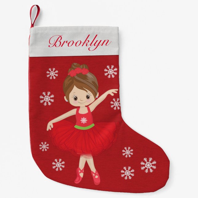 Calcetín Navideño Pequeño Navidades de Brunette personalizados Ballerina (Anverso)