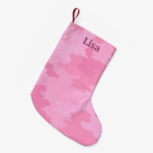Calcetín Navideño Pequeño Navidades de camuflaje rosado personalizados desca