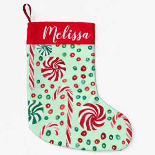 Calcetín Navideño Pequeño Navidades de caña de menta dulce PERSONALIZADO