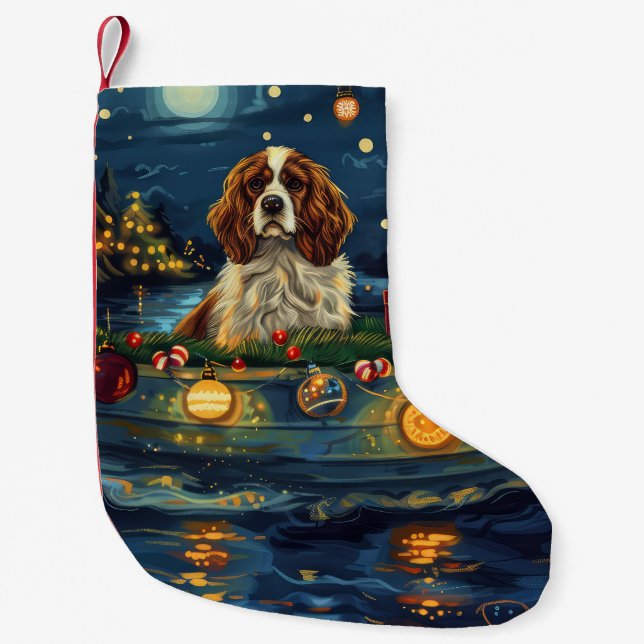 Calcetín Navideño Pequeño Navidades de Cavalier King Charles Voyage (Anverso)