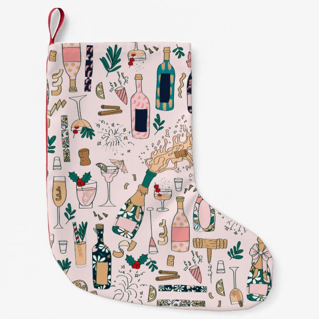 Calcetín Navideño Pequeño navidades de champán new years eve (Anverso)