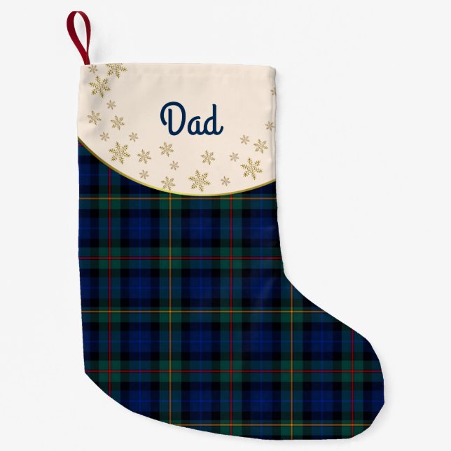 Calcetín Navideño Pequeño Navidades de Clan Smith Tartan Plaid se sientan en (Anverso)