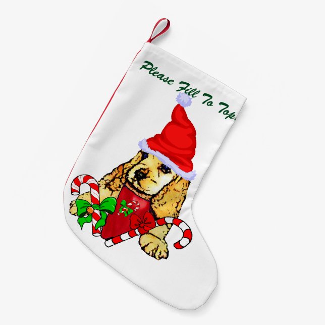 Calcetín Navideño Pequeño Navidades de Cocker Spaniel Puppy (Frente (Colgado))