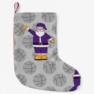 Calcetín Navideño Pequeño navidades de color amarillo púrpura baloncesto san