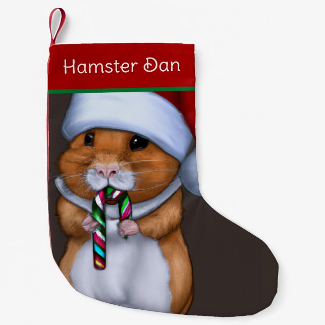 Calcetín Navideño Pequeño Navidades de Cute Hamster (Anverso)