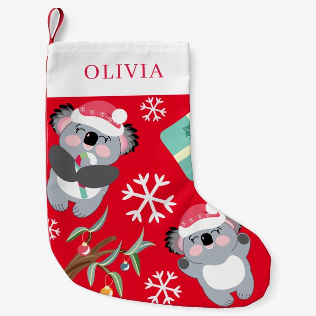 Calcetín Navideño Pequeño Navidades de Cute Koala (Anverso)